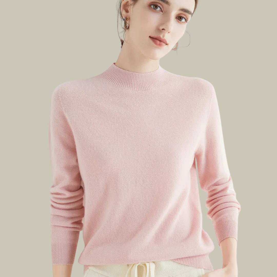 Women's Merino Wool Roll-Neck Jumper in Pink