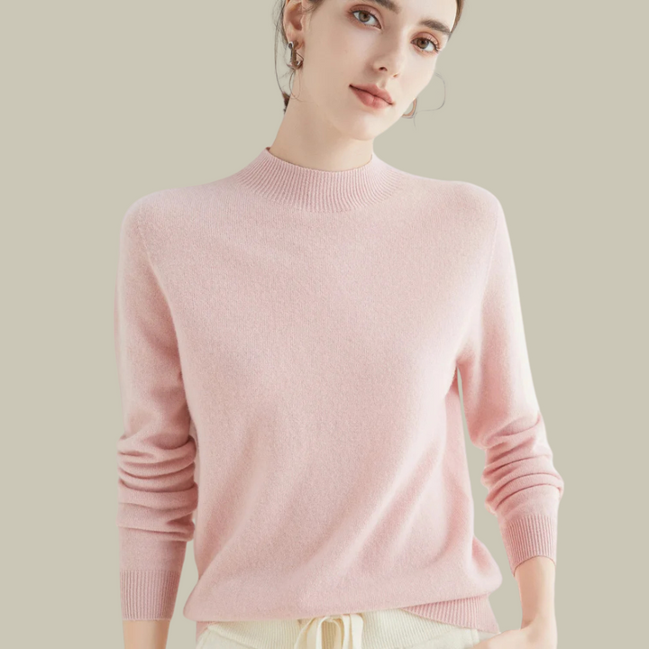 Women's Merino Wool Roll-Neck Jumper in Pink