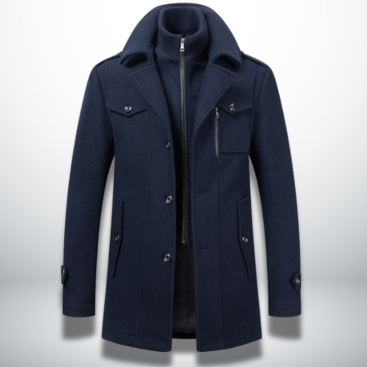 Men's Smart-Casual Button Coat in Navy