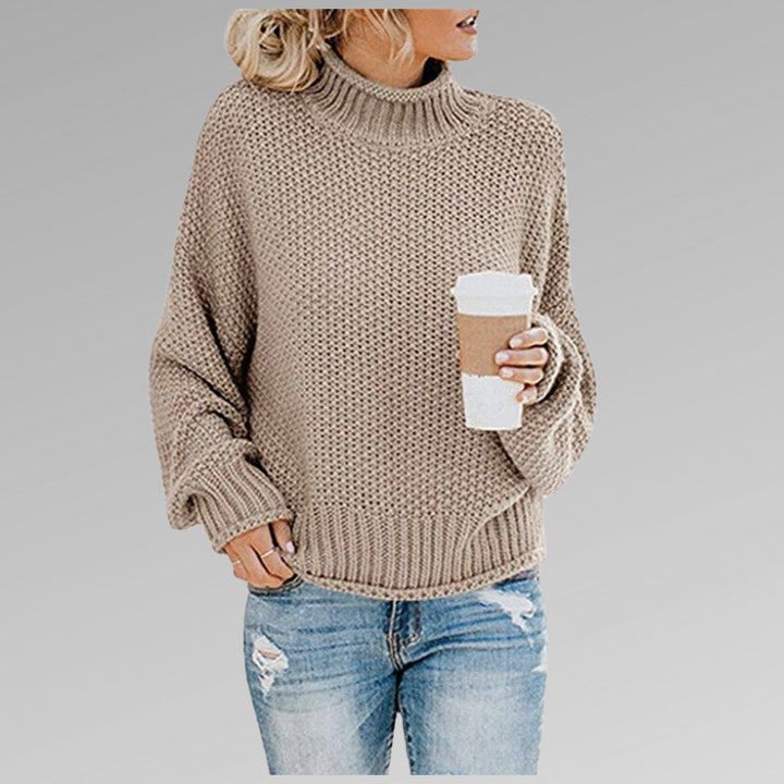 Women's Loose Winter Knit Jumper in Beige