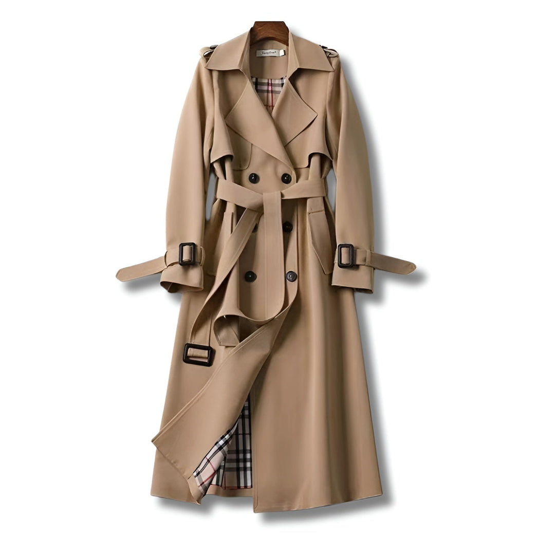 Women's Belted Winter Trench Coat in Khaki
