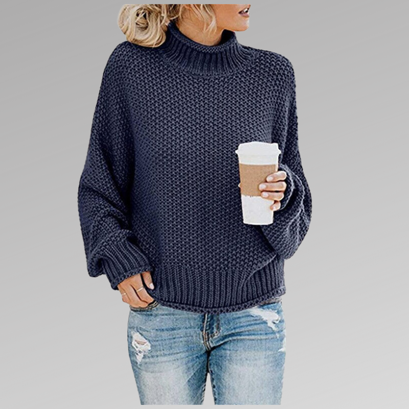 Women's Loose Winter Knit Jumper in Blue
