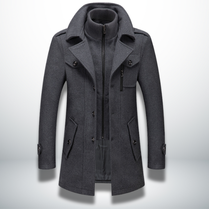 Men's Smart-Casual Button Coat in Grey