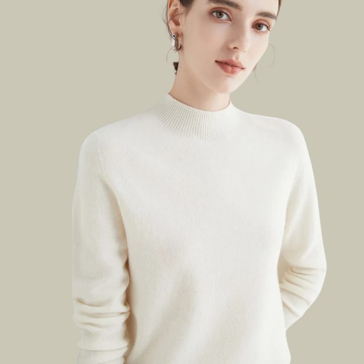 Women's Merino Wool Roll-Neck Jumper in White