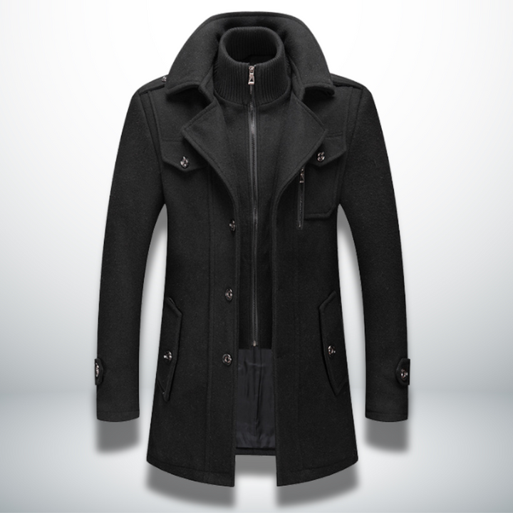 Men's Smart-Casual Button Coat in Black