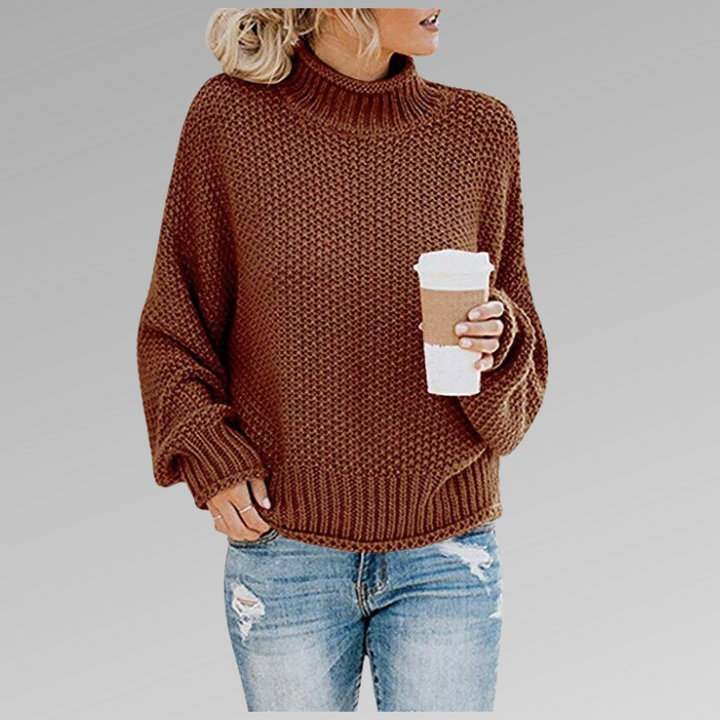 Women's Loose Winter Knit Jumper in Brown