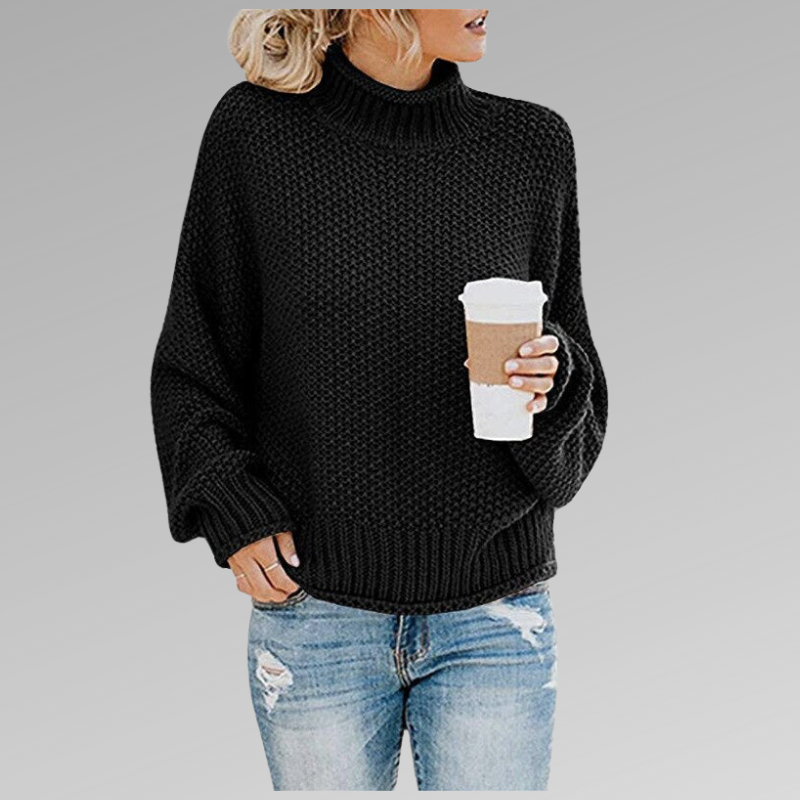 Women's Loose Winter Knit Jumper in Black