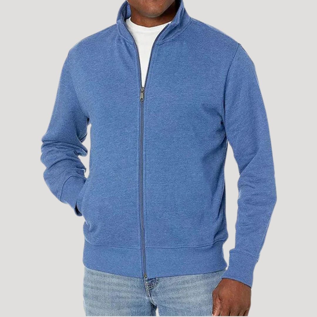Men's spring casual zip jacket in Light Blue