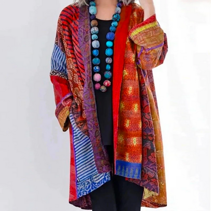 Women's Long Boho Duster Cardigan in Red