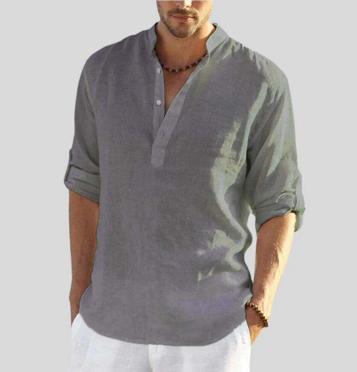 Men's Long-Sleeve Button Shirt in Grey