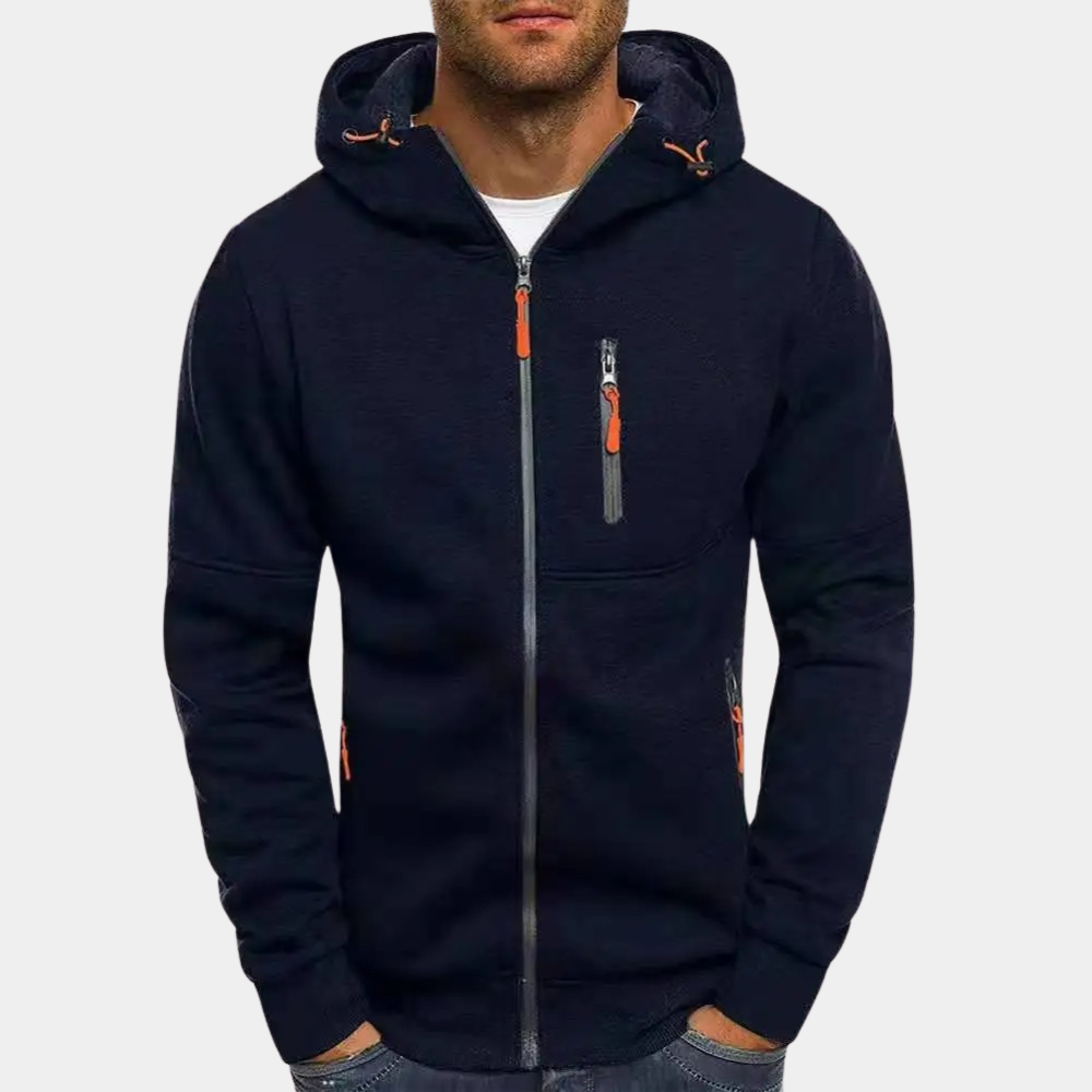 Men's casual zip-up hoodie in navy