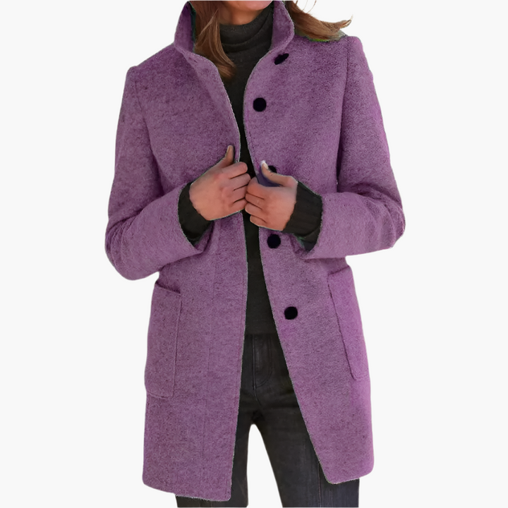 Women's Classic Long-Sleeve Winter Coat in Purple