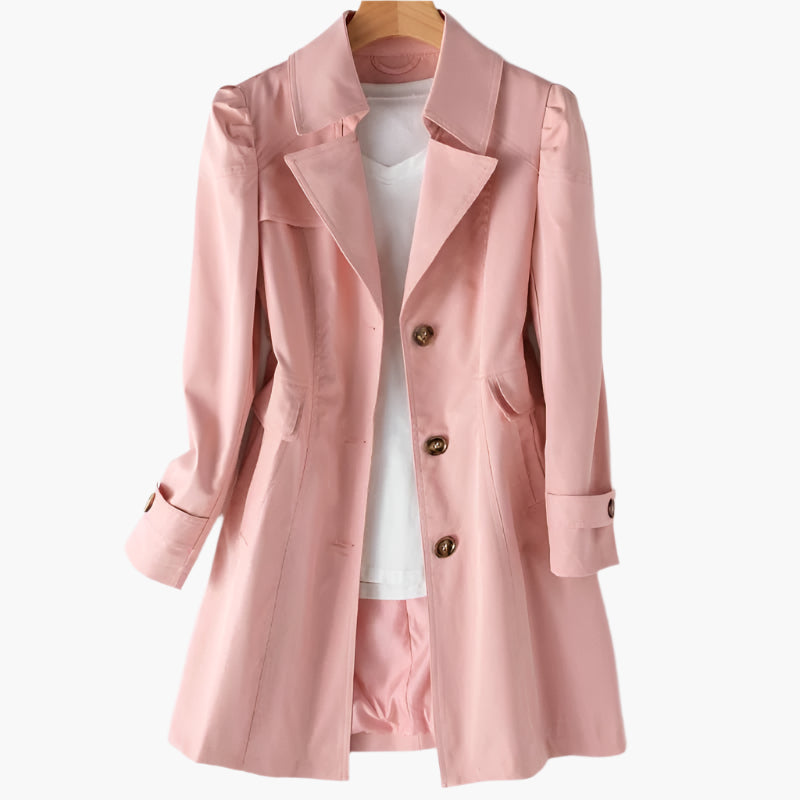Women's Long Trench Coat in Pink