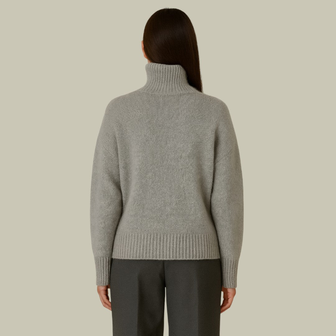 Women's Merino Roll-Neck Jumper in Grey