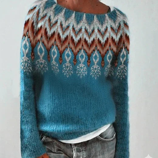Women's Nordic Christmas Jumper in Light Blue