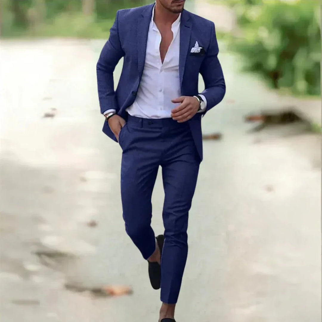 Men's Formal Wedding Suit Set in Blue