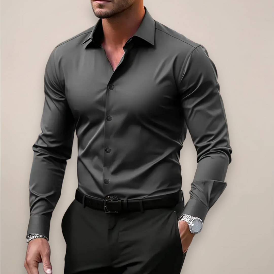 Men's slim-fit shirt in Charcoal