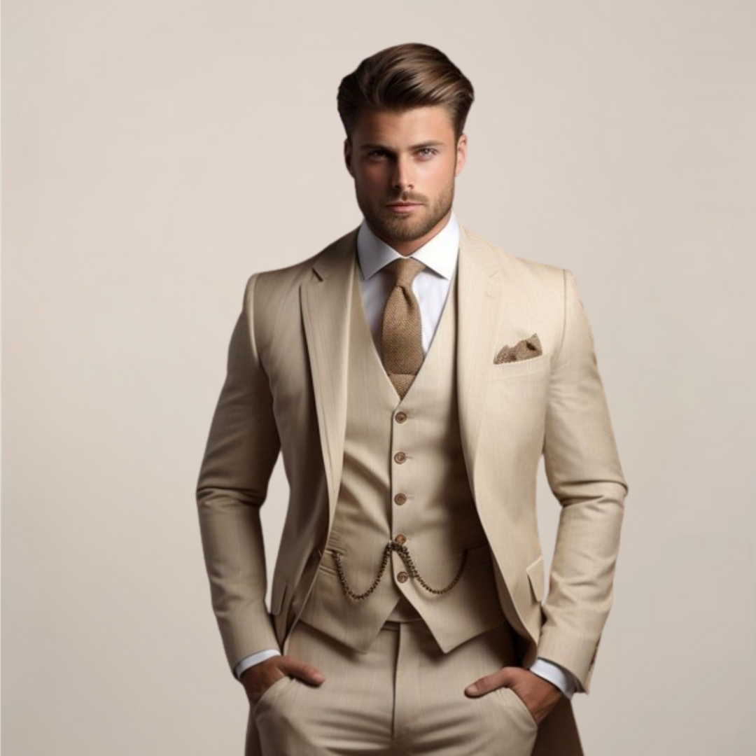 Men's three-piece suit in Beige