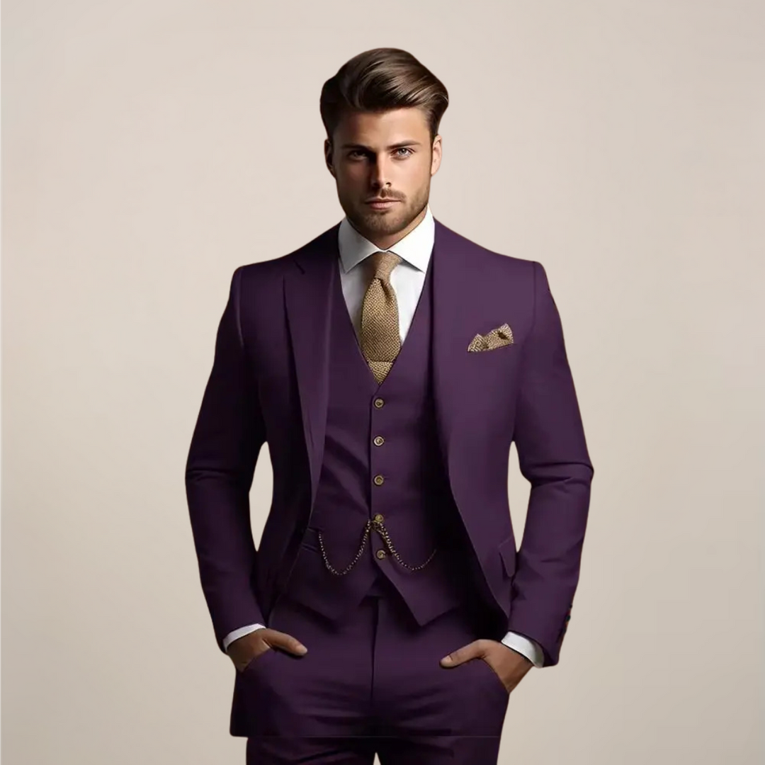 Men's three-piece suit in Purple