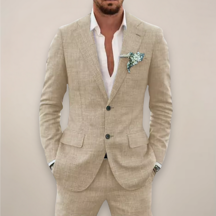Men's Two-Piece Single-Breasted Suit in Beige