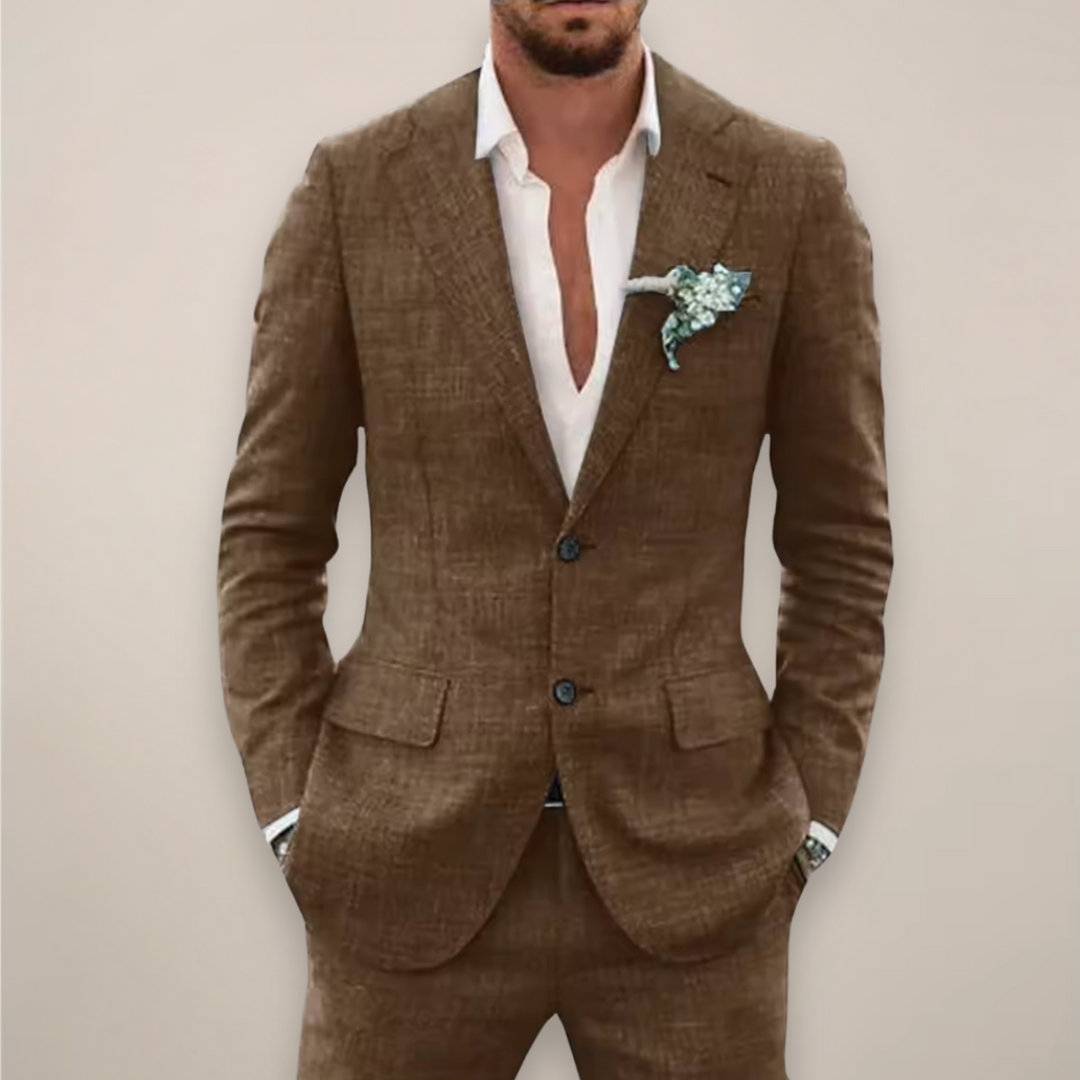 Men's Two-Piece Single-Breasted Suit in Brown