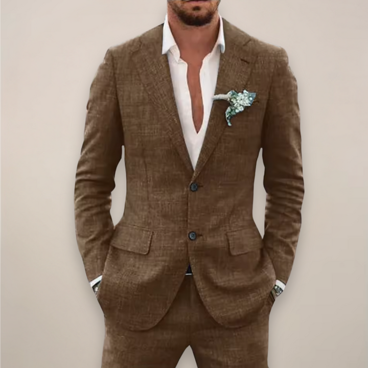 Men's Two-Piece Single-Breasted Suit in Brown