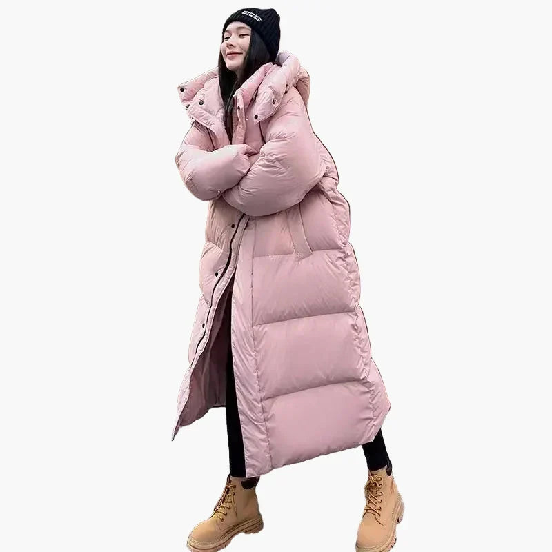 Women's Oversized Hooded Winter Puffer Coat in Pink