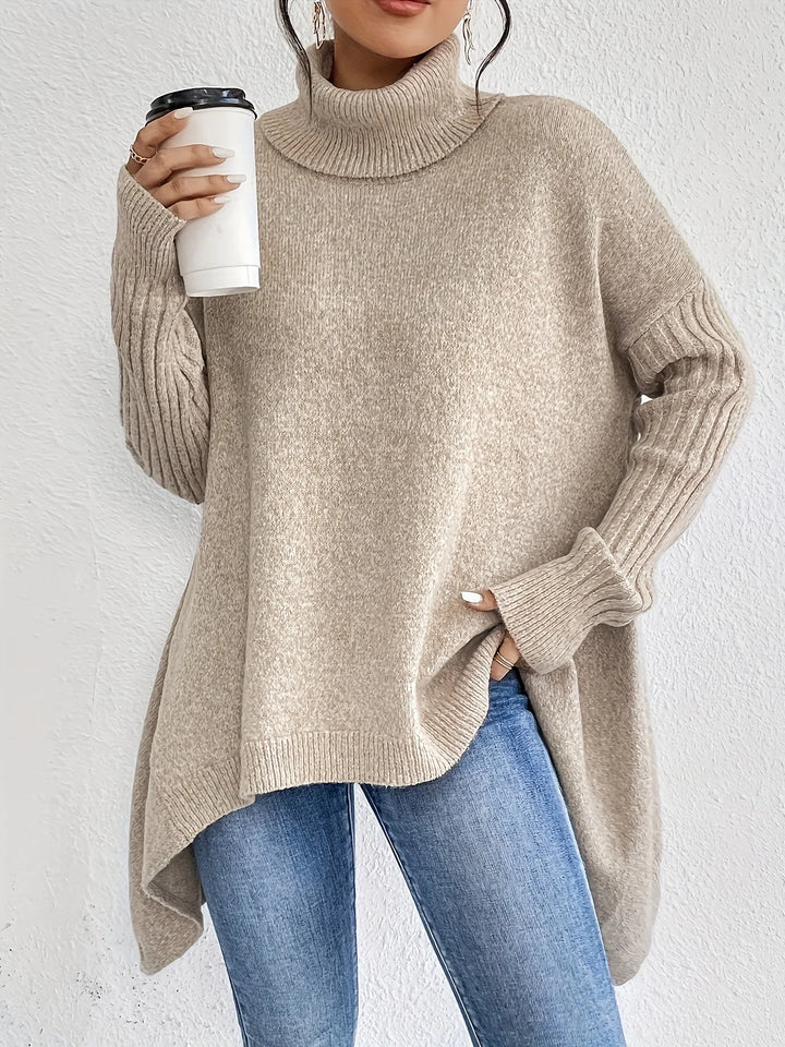 Women's Oversized High-Neck Winter Jumper in Apricot