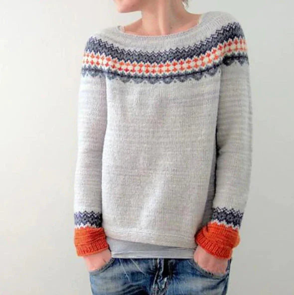 Women's Nordic Christmas Jumper in Light Grey