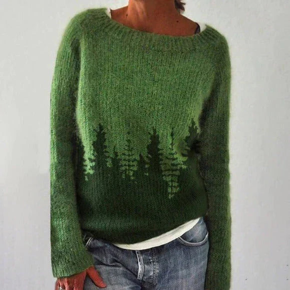 Women's Nordic Christmas Jumper in Dark Green