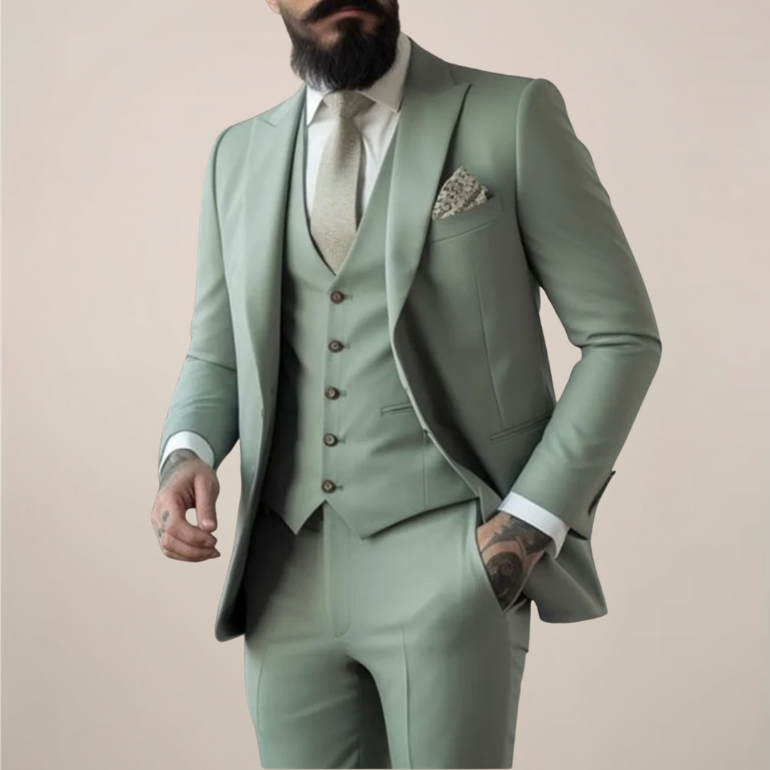 Men's Three-Piece Suit in Sage Green