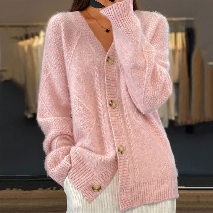 Women's Cosy Long-Sleeve Cardigan in Pink