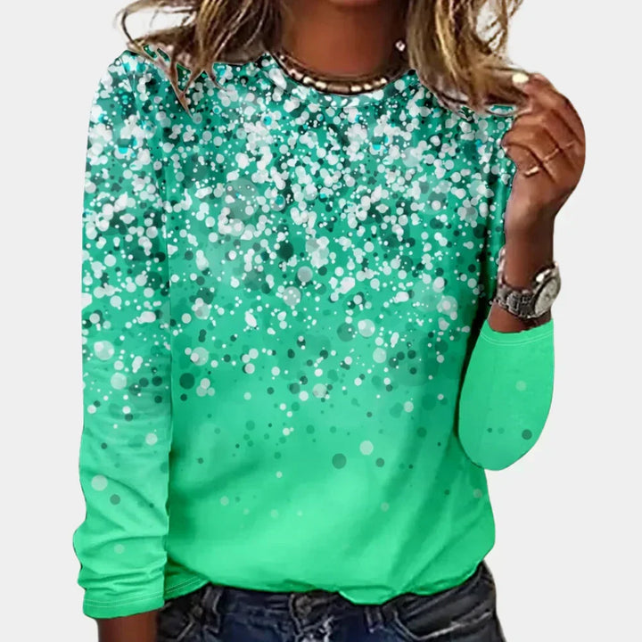 Women's Sparkly Star Christmas Jumper in Green