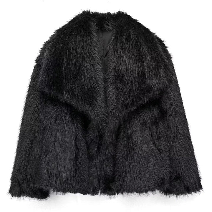 Women's Short Faux-Fur Winter Jacket in Black
