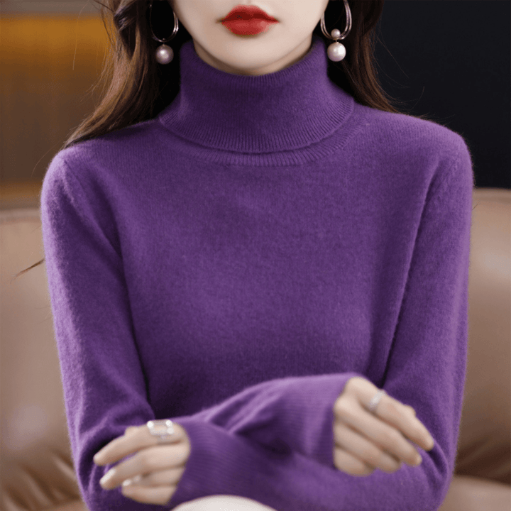 Women's Warm Roll-Neck Jumper in Purple