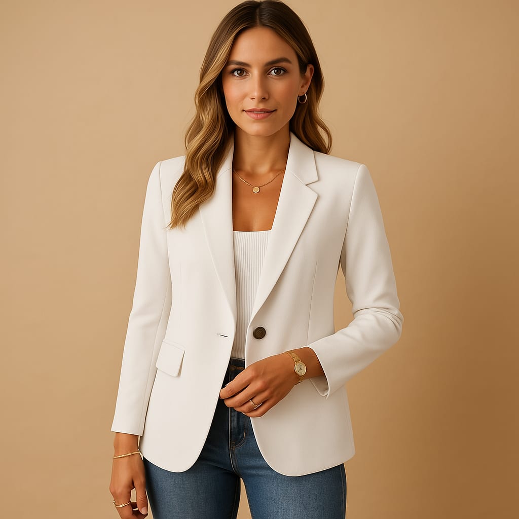 Women's Single-Breasted Blazer - Mirren - White