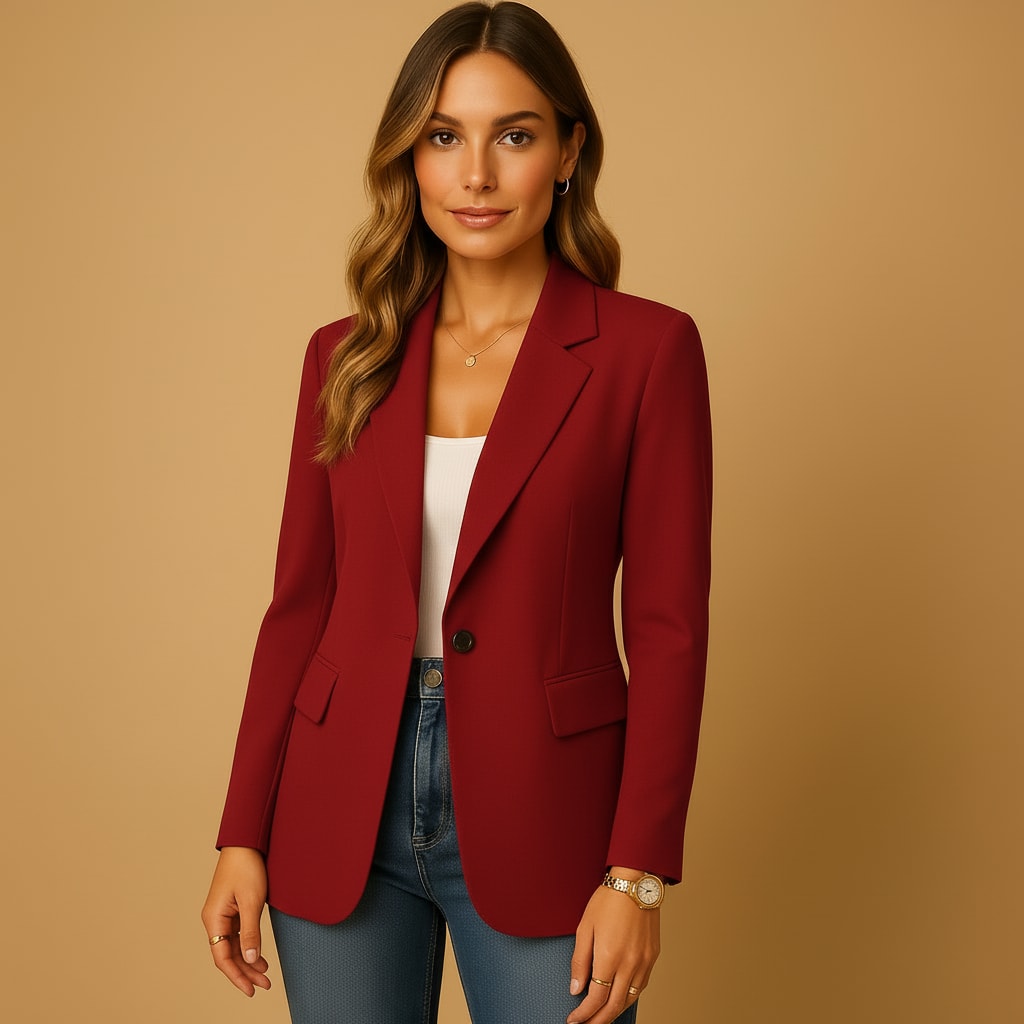 Women's Single-Breasted Blazer - Mirren - Wine