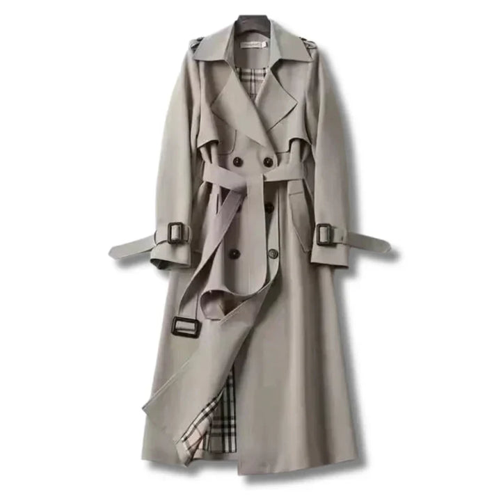Women's Belted Winter Trench Coat in Grey
