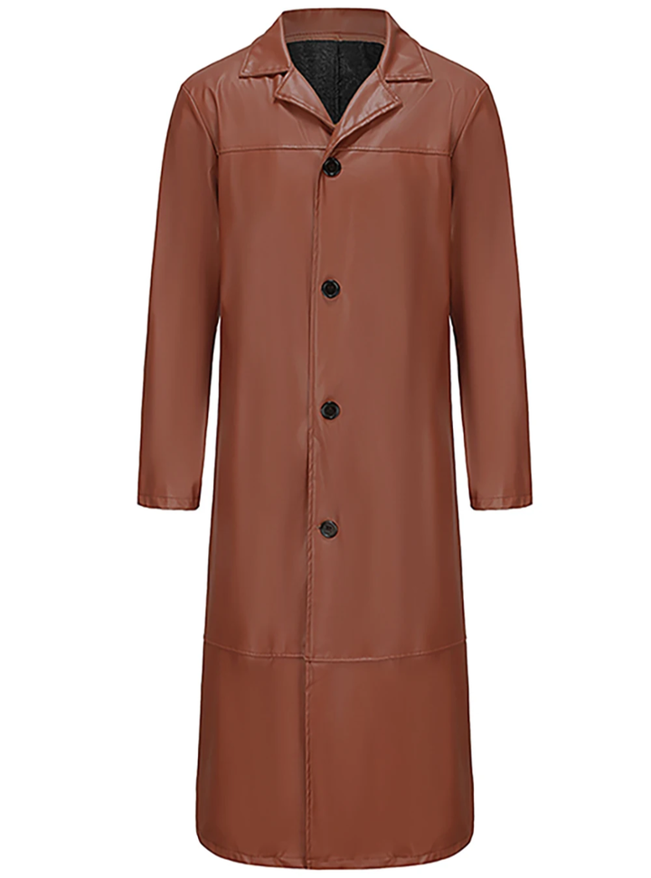 Men's Mid-Length Overcoat with Notch Collar - Caspian - Brown
