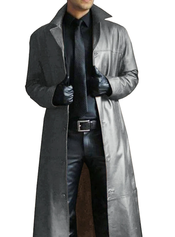 Men's Mid-Length Overcoat with Notch Collar - Caspian - Brown