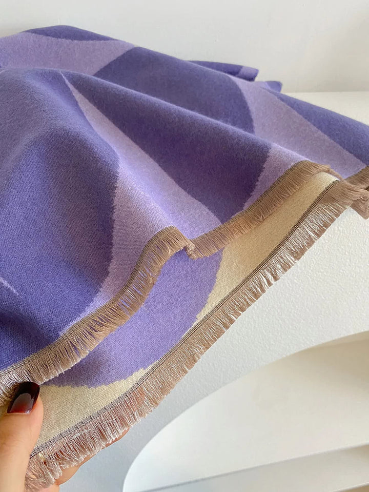 Women's Reversible Geometric Print Wrap Scarf - Querida - Lilac