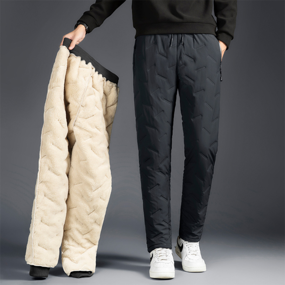 Men's Thermal Drawstring Trousers with Zipped Pockets and Soft Lined Interior - Frederick - Charcoal