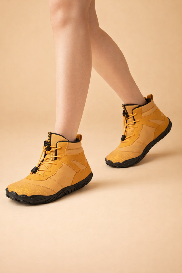 Women's Lace-Up Barefoot Ankle Boots with Toggle - Ysolde - Mustard