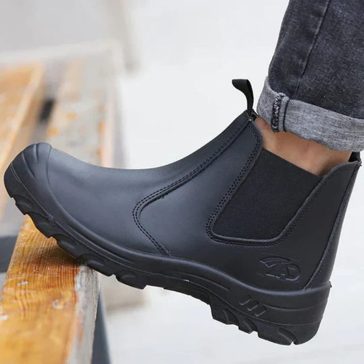 Men's Slip-On Chelsea Work Boots with Reinforced Toe Cap and Pull Tabs - Brodie - Brown