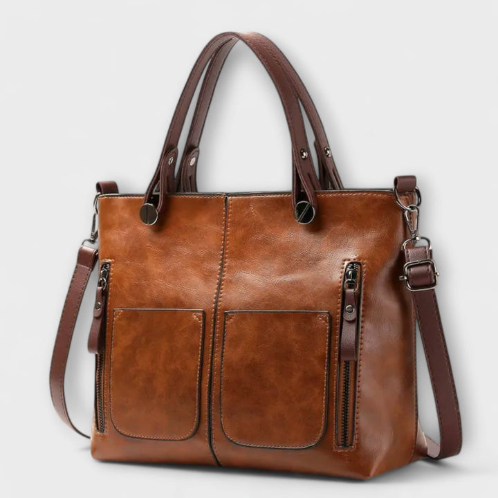 Women's Spacious Tote Handbag - Lottie - Brown