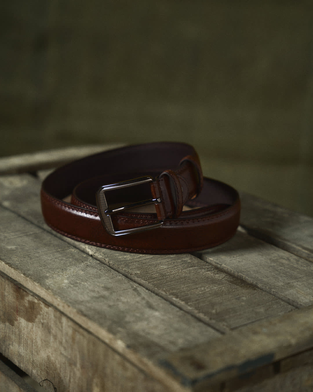 Men's Classic Pin-Buckle Belt with Double Keeper Loops - Cedric - Dark Brown