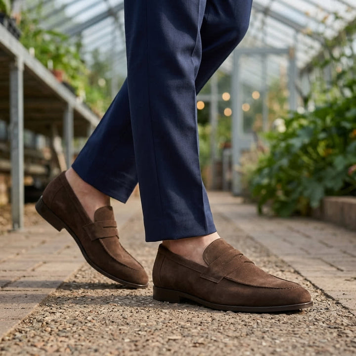 Men's Penny Loafers with Slip-On Fit and Flexible Sole in Seven Colours - Hesper - Brown