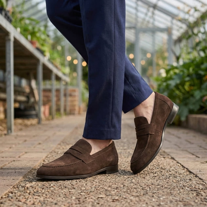 Men's Penny Loafers with Slip-On Fit and Flexible Sole in Seven Colours - Hesper - Dark Brown
