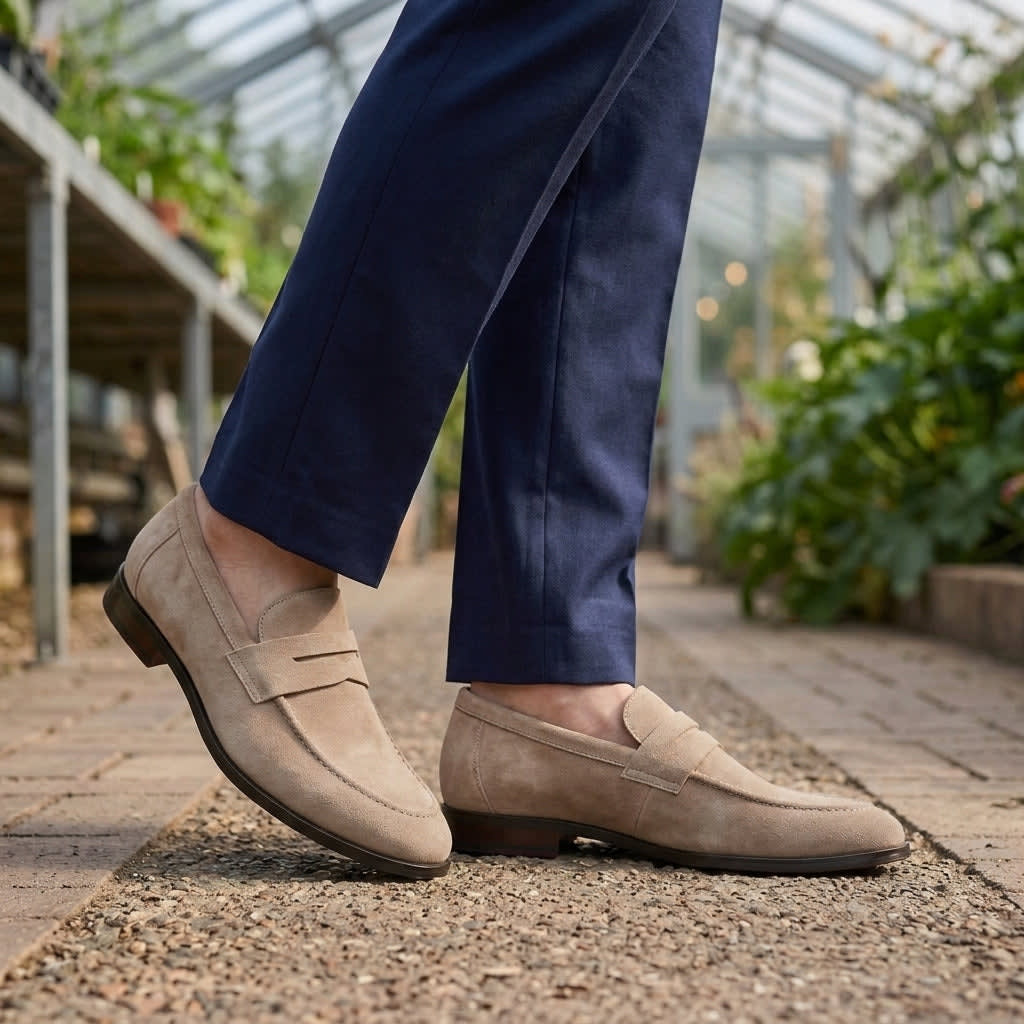 Men's Penny Loafers with Slip-On Fit and Flexible Sole in Seven Colours - Hesper - Stone