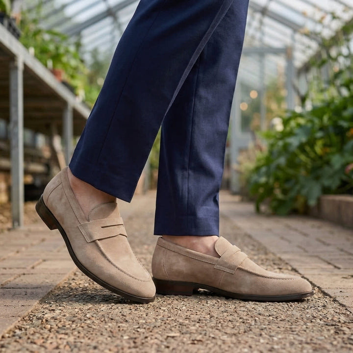 Men's Penny Loafers with Slip-On Fit and Flexible Sole in Seven Colours - Hesper - Stone